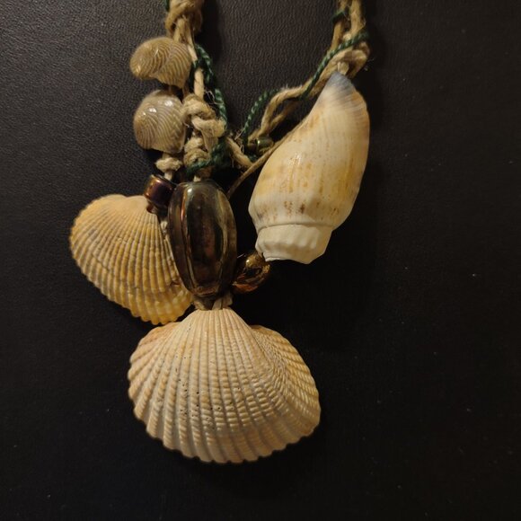 3 Vintage Necklaces - Shells Blue Crystals Bronze Medallion - Picture 9 of 9